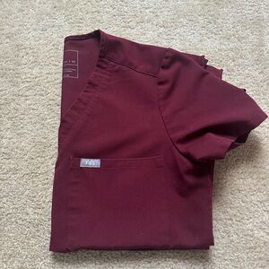 Figs burgundy scrub top